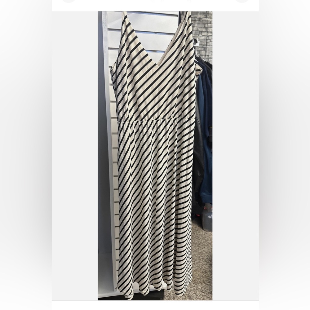 H&M Black and White Striped Maxi Dress